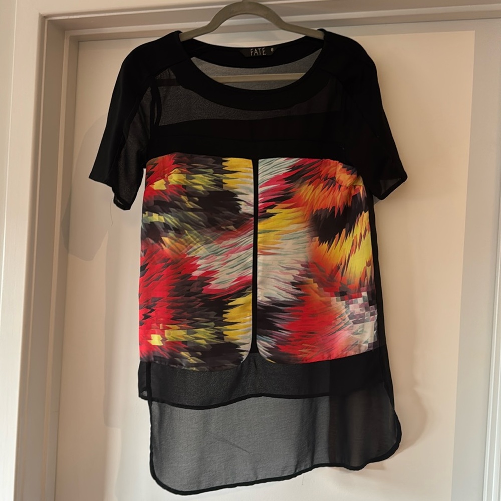 Fate Black and Multicolor Sheer Top